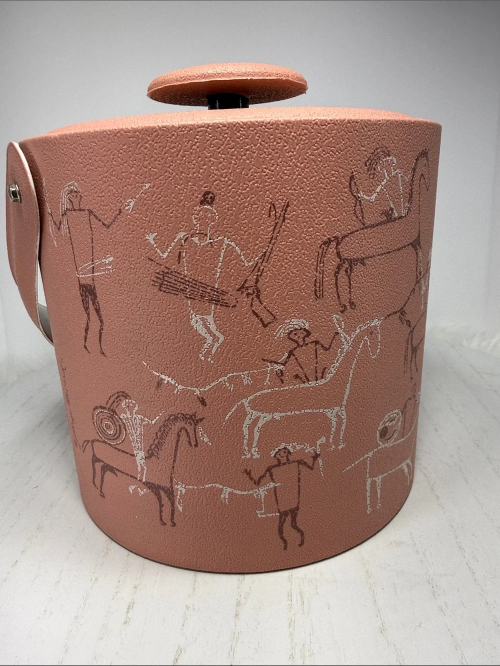 Vintage George Briars Pink Leatherette Ice Bucket with Handle